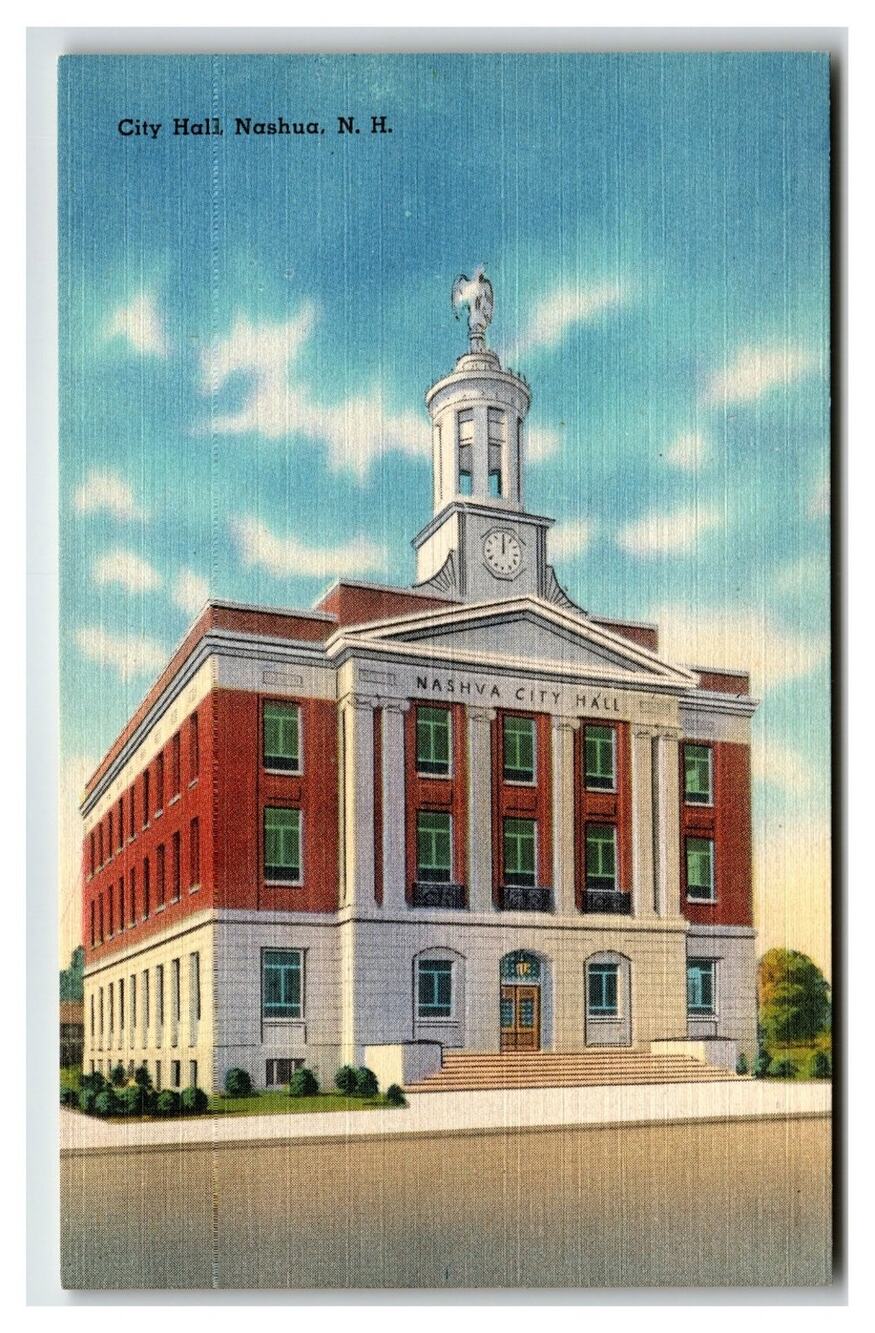 Nashua NH City Hall Linen Postcard - Tichnor Bros. Quality View